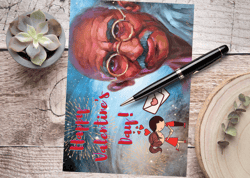 Happy  Valentine's Day! Digital greeting card with the leader Mahatma Gandhi.