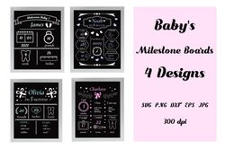 Baby Milestone Chalkboard Bundle SVG. Baby Milestone Chalkboard Bundle SVG.