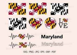 Maryland Flag Bundle Svg, State, Love Maryland Flag Bundle Svg, State, Love