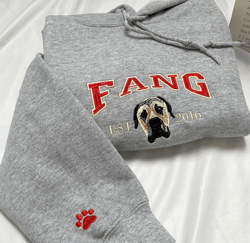 Dog Face Hoodie from Your Photo, Varsity Personalized Embroidered Hoodie with Dog Name, Est Hoodie