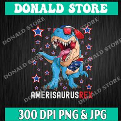 American Flag 4th of July T Rex Dinosaur Amerisaurus Rex Boy Png, PNG High Quality, PNG, Digital Download