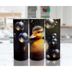 Baby Duck Bubbles 20 oz Skinny Tumbler Sublimation Design, Straight And Tapered Tumbler Wrap, Instant Digital Download