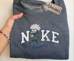 Anime Custom Embroidered Sweatshirt, NIKE X Kakashi Embroidered Sweatshirt, Custom Anime Embroidered Crewneck, Anime