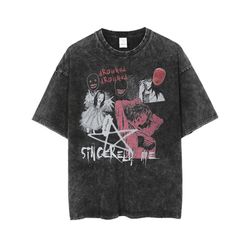 Unisex Hip Hop Streetwear Oversize T Shirt Women Man Thriller Comic Graphics T-Shirt Summer Washed Old FuJiang Anime Top
