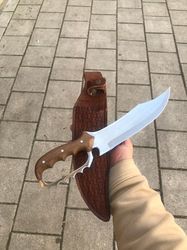 Custom Handmade 1095 steel handguard bowie knife with rose wood handle