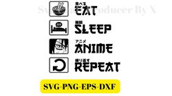 Eat Sleep Anime Repeat SVG, Anime, Anime fan, Anime Lover