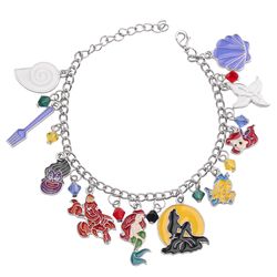 Disney The Little Mermaid Movie Inspired Bracelet Jewelry Conch Crystal Beads Charm Bracelets Jewelry