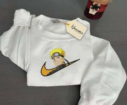 NIKE X Naruto Embroidered Sweatshirt, Inspired Anime Embroidered Sweatshirt, Brand Anime Embroidered Hoodie
