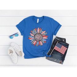 American flag sunflower shirt, Freedom Tshirt, USA Flag,  American Flag Shirt, fourth of july shirt, patriotic shirt, Co
