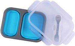 Two Compartments and Utensil Food Fridge Storage Box Food Grade Containers Collapsible Lunch Box- (US Customers)