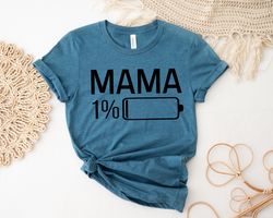Tired Mommy Baby Shirts, Low Battery Charge Mama Tee, Family Matching T Shirts, Charged