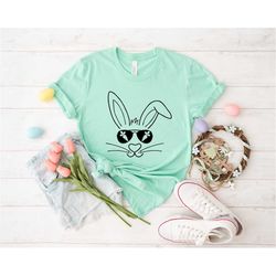 Bunny with glasses shirt, Rabbit Lover Shirt, Rabbit Lover Gift, easter shirt, bunny shirt, Cute Bunny Shirt, Easter, ea