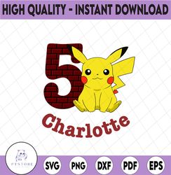 Personalized Name and Age Pikachu Kids Svg / Kids Custom Pikachu / Personalized Pikachu Svg  Png/ Customized Kid's Svg