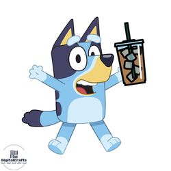 Bluey With Coffee SVG Cartoon Dog SVG Cricut For Files Design