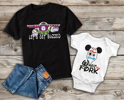 disney fun shirts, lets get buzzed, what the fork, di