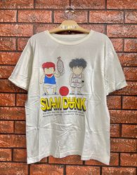 Vintage 90s Slam Dunk Japanese 1990 Sport Basketball Anime Manga T Shirt , 90s Anime Manga T Shirt Made In Japan Size M