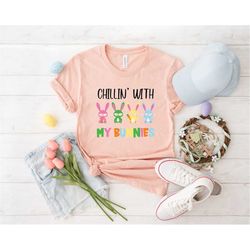Chillin' with my bunnies shirt, easter shirt,  bunny shirt, Bunny with Glasses, Bunny Lover Gift, happy easter, easter,