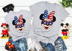 USA Flag Minnie Shirt, USA Flag Ears Girl Shirt, 4th