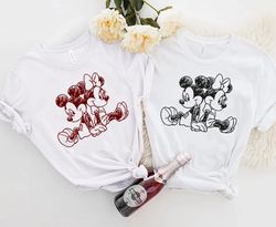 Vintage Mickey Sketch Shirt, Mickey and Minnie, Coupl