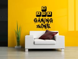 Gaming Zone, Keyboard, Keys, Gamer Sticker, Video Game, Computer Game, Game Play, Wall Sticker Vinyl Decal Mural Art