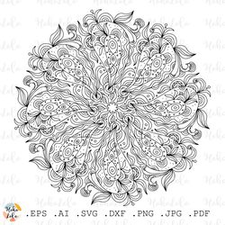 Floral Mandala Coloring Page Pdf, Floral Mandala Pattern Svg, Floral Mandala Cricut, Floral Mandala Line Art, Clipart