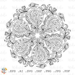 Floral Mandala Pdf, Coloring Page Pdf, Floral Pattern Png, Floral Mandala Cricut Svg, Floral Mandala Line Art