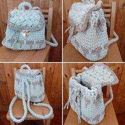 T-shirt yarn Backpack for girl or woman crochet pattern