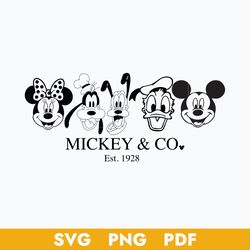 Mickey & Co Outline Svg, Mickey and Friend Svg, Family Trip Svg, Disney Svg, Png Pdf Digital File