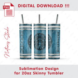 Inspired Starbucks Wooden Barrel Template - Seamless Sublimation Pattern - 20oz SKINNY TUMBLER - Full Tumbler Wrap