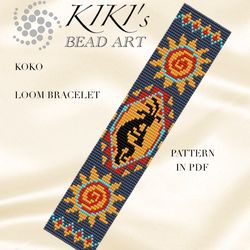 Koko ethnic inspired LOOM bracelet, Bead loom pattern in PDF instant download