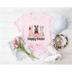 Floral Leopard happy easter bunny shirt, Happy Easter Shirt, leopard bunny shirt, Rabbit Lover Gift, Rabbit Shirt, Egg S