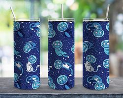 Space Cat Tumbler, Space Cat Straight Tapered Wrap skinny Tumbler, Funny Space Cat Wrap Seamless Skinny Tumbler
