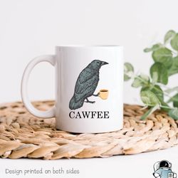 Cawfee Mug, Crow Art, Crow Mug, Crow Print, Bird L