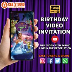 Princess Tiana Video Invitation, Birthday Animated Invitation