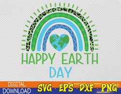 Happy_Earth_Day 2023 Cute Rainbow Earth Lover Svg, Eps, Png, Dxf, Digital Download
