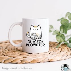 Dungeon Meowster Mug, Gamer Coffee Mug, Tabletop G