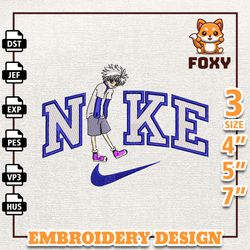 Nike Killua Anime Embroidery Design, Nike Anime Embroidery Design, Best Anime Embroidery Design, Instant Download
