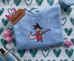 NIKE x Vegeta Embroidered Sweatshirt, Custom Embroidered Sweatshirt, Anime Embroidered Sweatshirt