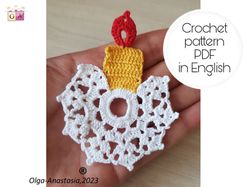 Candle Christmas crochet pattern ,  Christmas pattern , crochet pattern , Irish Crochet , Motif crochet .