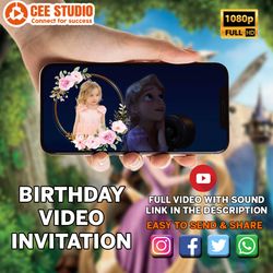 Tangled Invite, Tangled Party invite, Tangled Invitation, Tangled Birthday Invite, Tangled Animated invitation, Tangled