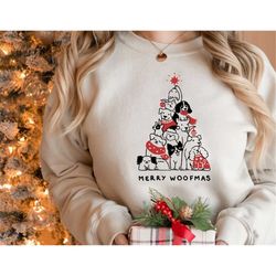 Merry woofmas, christmas dog shirt, dog sweatshirt, Christmas shirt, christmas tree shirt, Paws Shirt, Paw print shirt,