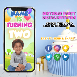 Customized Add Your Baby's Picture Video Birthday Invitation Canva Template : DIY Custom Handmade Digital Download Birth