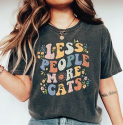 Less People More Cats Shirt, Retro Cat Lover Shirt