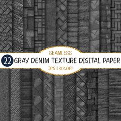 Seamless Gray Denim Texture Digital Paper | jean, blue, background, scrapbook, fabric, textile, vintage