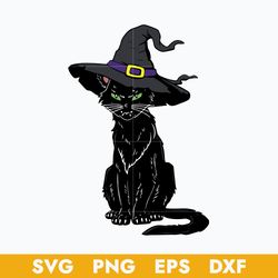 Black Cat With Witch Hat Svg, Cat Halloween Svg, Halloween Svg, Png Dxf Eps Digital File