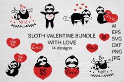 SLOTH VALENTINE BUNDLE SVG with Love SLOTH VALENTINE BUNDLE SVG with Love