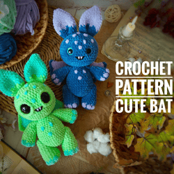 Crochet bat pattern, Amigurumi bat, Halloween toy pattern, cute toy pattern, cut bat toy