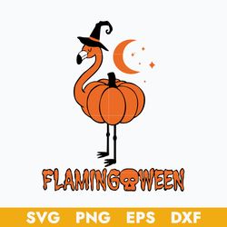 Flamingoween Pumpkin Svg, Halloween Svg, Png Dxf Eps Digital File