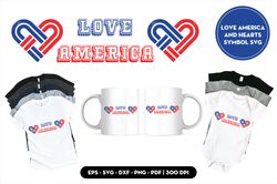 Love America and hearts symbol SVG