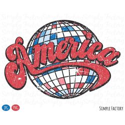 Retro America Disco Ball Png, America Party Png, 4th of July Png, America Global Png, Vintage America Disco Ball USA Sub